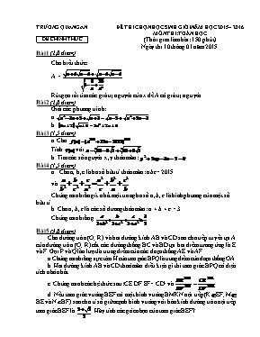 Đề thi chọn học sinh giỏi năm học 2015  2016 môn thi Toán học